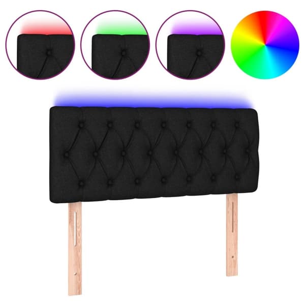 sengegavl med LED-lys 100x7x78/88 cm stof sort