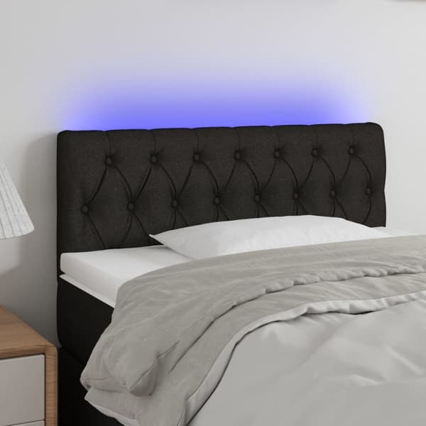 sengegavl med LED-lys 100x7x78/88 cm stof sort