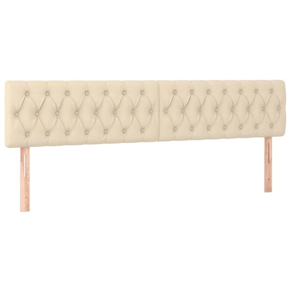 sengegavl med LED-lys 200x7x78/88 cm stof cremefarvet
