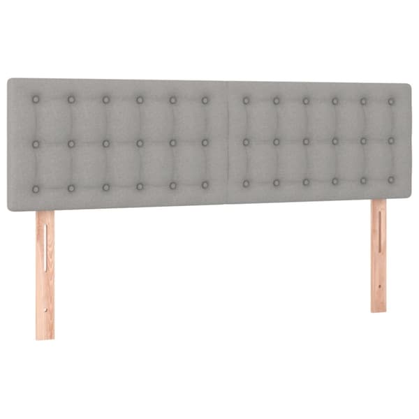 Sängyn pääty LED-valolla, vaaleanharmaa, 144x5x78/88 cm, kangas