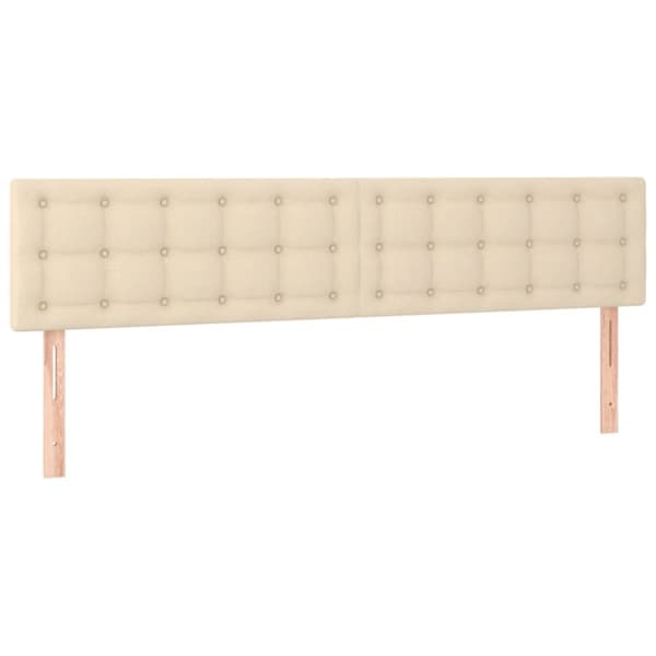 sengegavl med LED-lys 200x5x78/88 cm stof cremefarvet