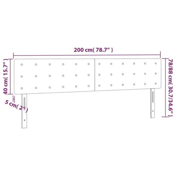sengegavl med LED-lys 200x5x78/88 cm stof cremefarvet