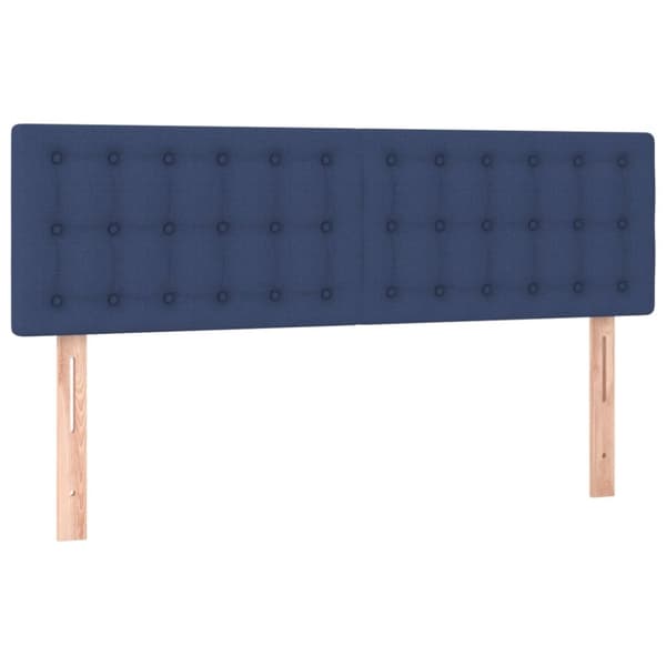 Sängyn pääty LED-valolla, sininen, 144x5x78/88 cm, kangas