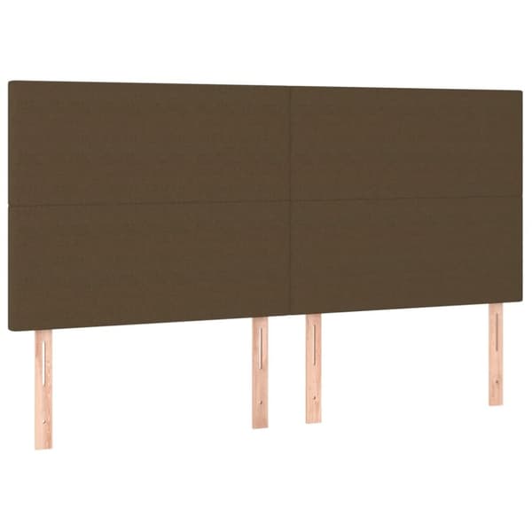 sengegavl med LED-lys 200x5x118/128 cm stof mørkebrun