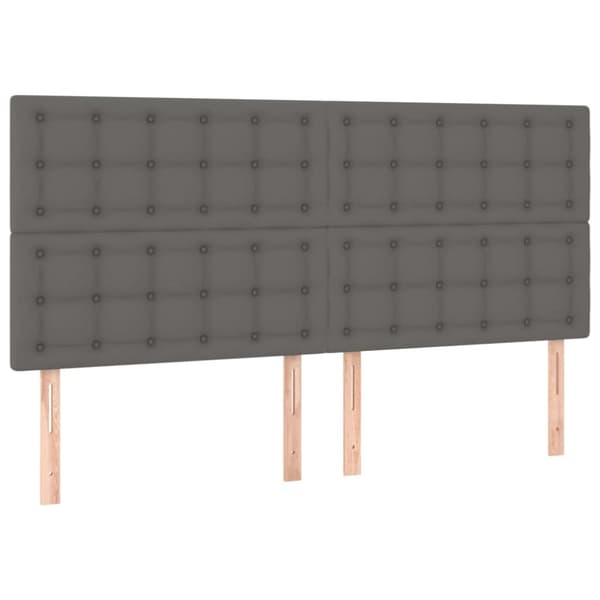 sengegavl med LED-lys 200x5x118/128 cm kunstlæder grå