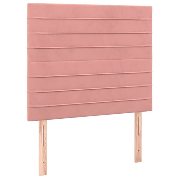 sengegavl med LED-lys 90x5x118/128 cm fløjl lyserød