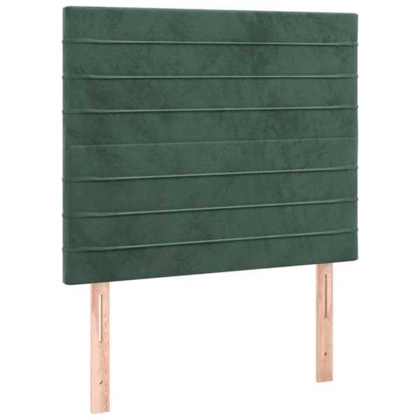 sengegavl med LED-lys 80x5x118/128 cm fløjl mørkegrøn