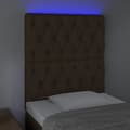 Miniatyrbillede 3 af 6: sengegavl med LED-lys 80x7x118/128 cm stof mørkebrun