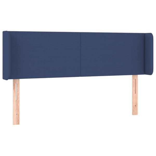sengegavl med LED-lys 147x16x78/88 cm stof blå