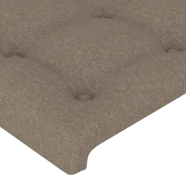 sengegavl med LED-lys 200x5x118/128 cm stof gråbrun