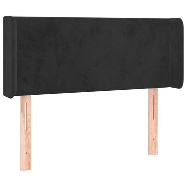 Sängyn pääty LED-valolla, musta, 103x16x78/88 cm, samettia