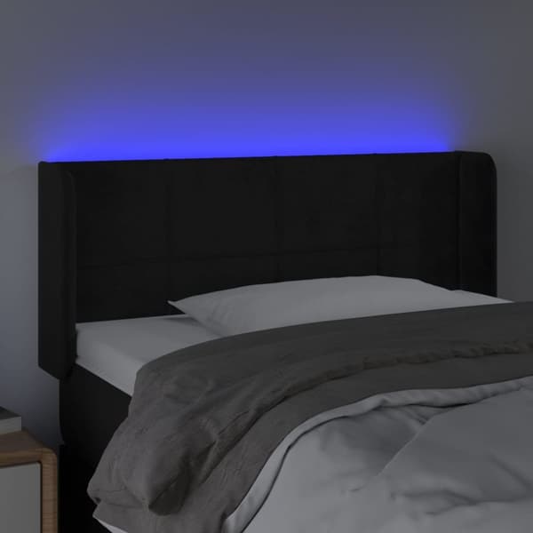sengegavl med LED-lys 93x16x78/88 cm fløjl sort