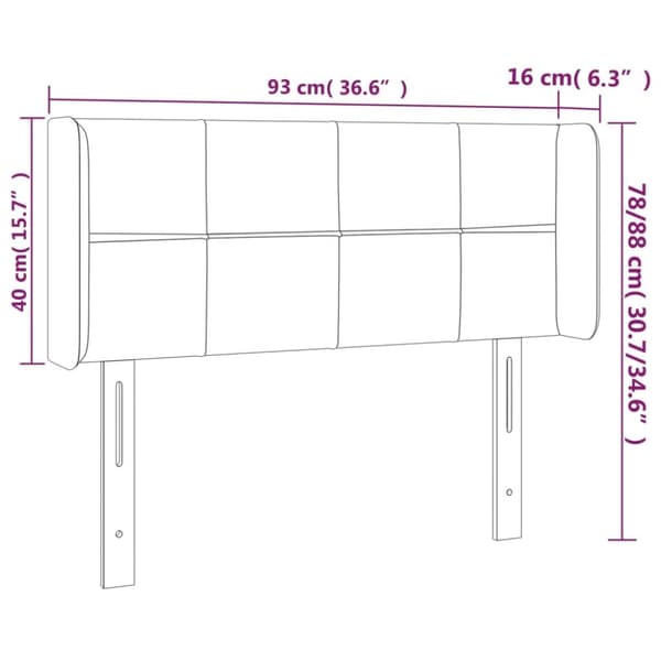 sengegavl med LED-lys 93x16x78/88 cm fløjl sort