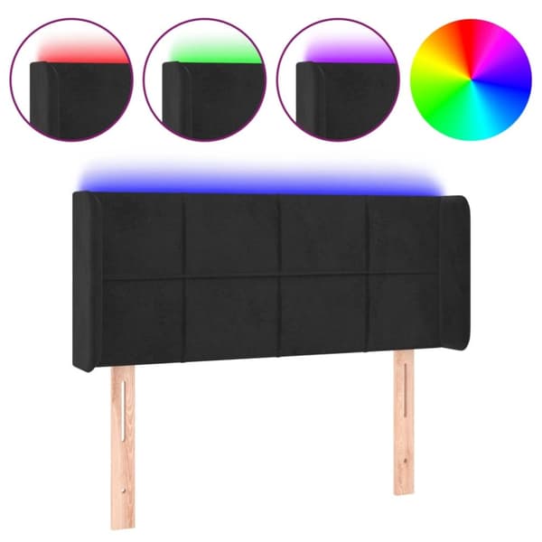 sengegavl med LED-lys 93x16x78/88 cm fløjl sort