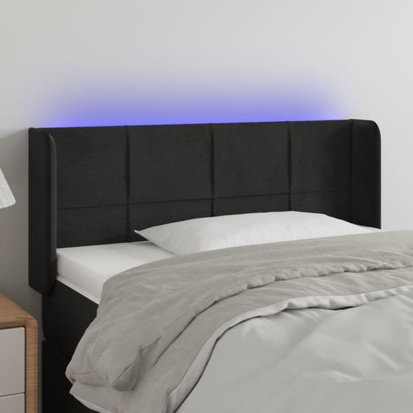sengegavl med LED-lys 93x16x78/88 cm fløjl sort