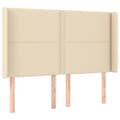 Miniatyrbillede 3 af 6: sengegavl med LED-lys 147x16x118/128 cm stof cremefarvet