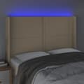 Miniatyrbillede 4 af 6: sengegavl med LED-lys 147x16x118/128 cm stof cremefarvet