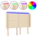 Miniatyrbillede 2 af 6: sengegavl med LED-lys 147x16x118/128 cm stof cremefarvet