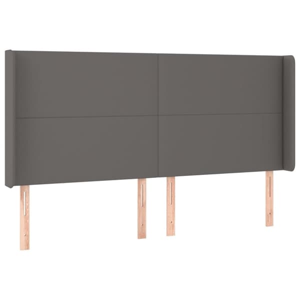 sengegavl med LED-lys 203x16x118/128 cm kunstlæder grå