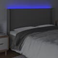 Miniatyrbillede 4 af 6: sengegavl med LED-lys 203x16x118/128 cm kunstlæder grå