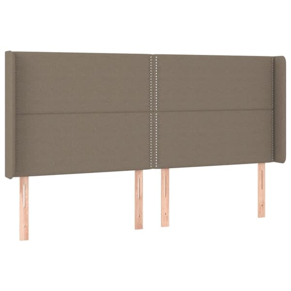 sengegavl med LED-lys 183x16x118/128 cm stof gråbrun