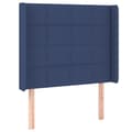 Miniatyrbillede 3 af 6: sengegavl med LED-lys 103x16x118/128 cm stof blå