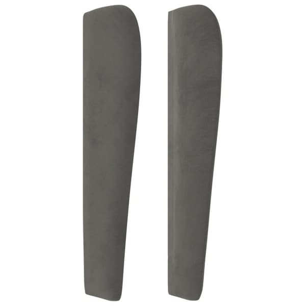 sengegavl med kanter 93x23x118/128 cm fløjl mørkegrå
