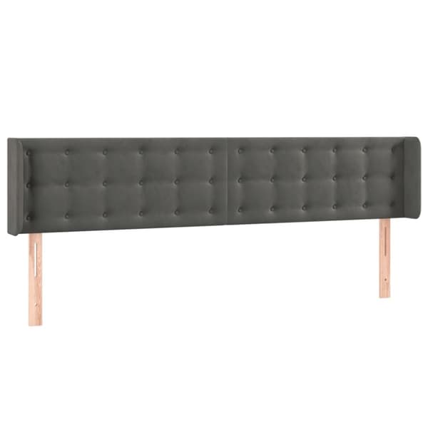 sengegavl med LED-lys 183x16x78/88 cm fløjl mørkegrå