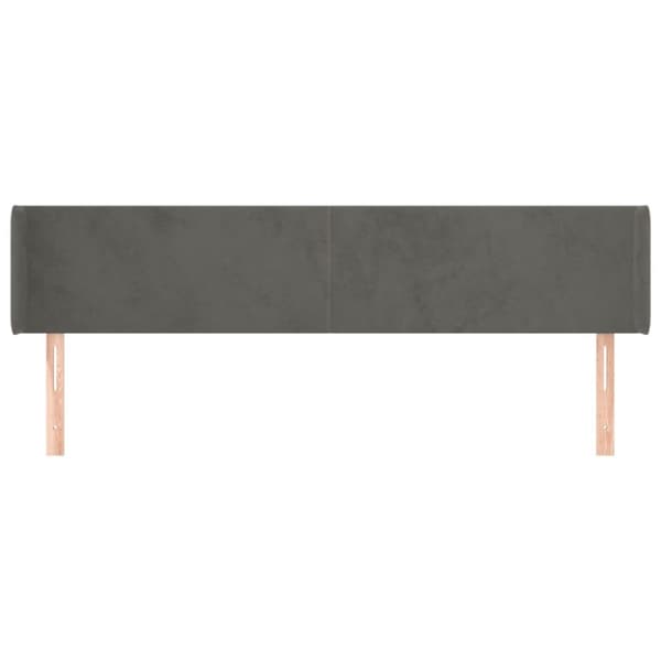 sengegavl med kanter 163x16x78/88 cm fløjl mørkegrå