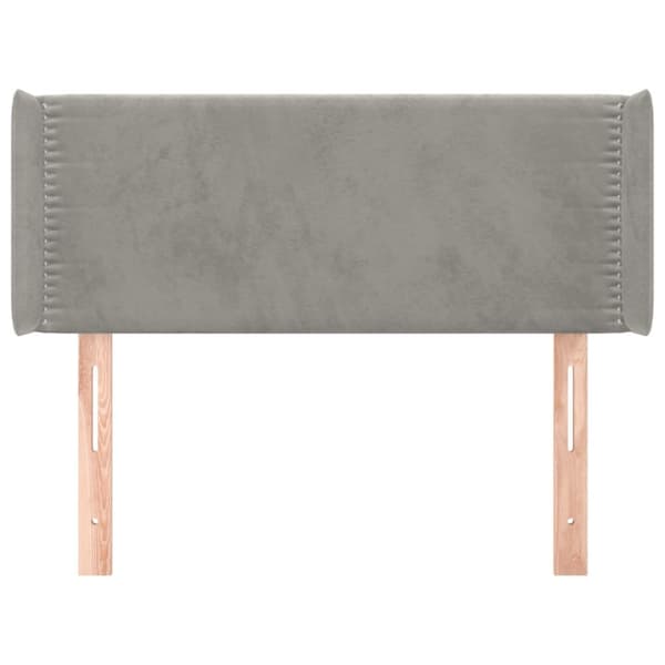 sengegavl med kanter 93x16x78/88 cm fløjl lysegrå