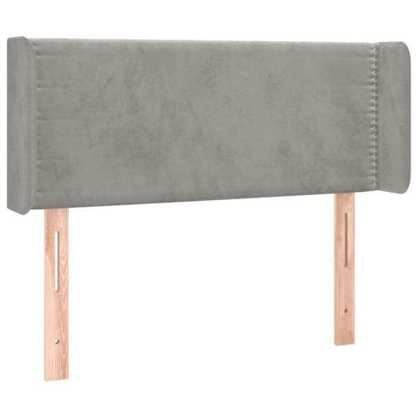 sengegavl med kanter 93x16x78/88 cm fløjl lysegrå