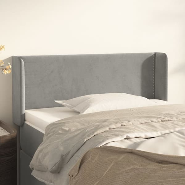 sengegavl med kanter 93x16x78/88 cm fløjl lysegrå