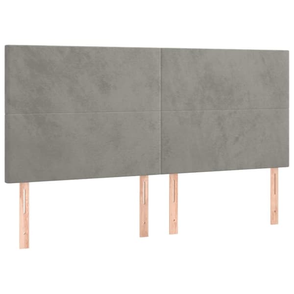 Sängyn päädyt, 4 kpl, vaaleanharmaa, 80x5x78/88 cm, sametti