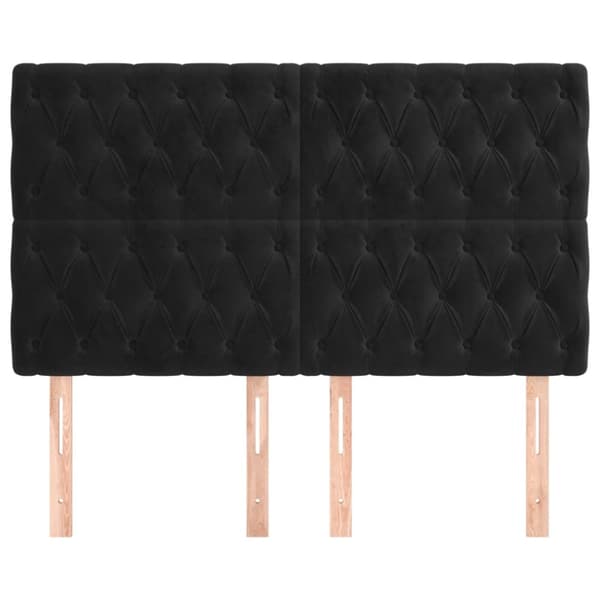 sengegavle 4 stk. 72x7x78/88 cm fløjl sort