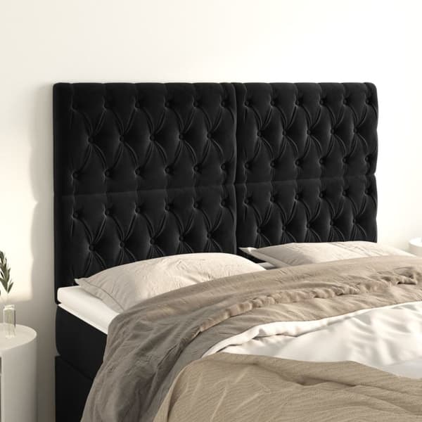 sengegavle 4 stk. 72x7x78/88 cm fløjl sort