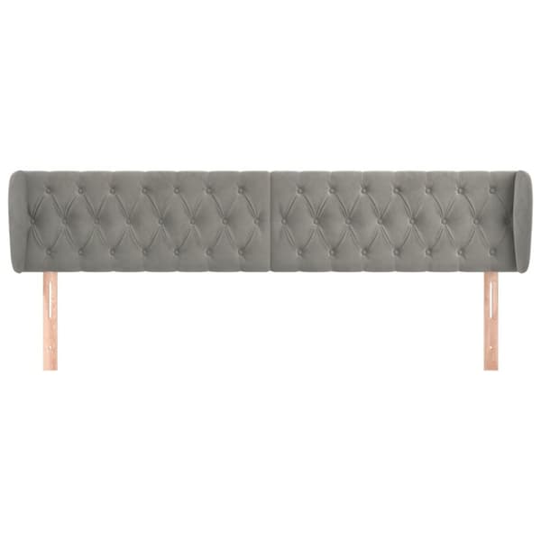 sengegavl med kanter 183x23x78/88cm fløjl lysegrå