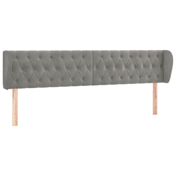 sengegavl med kanter 183x23x78/88cm fløjl lysegrå