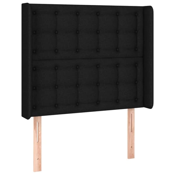 sengegavl med kanter 93x16x118/128 cm stof sort