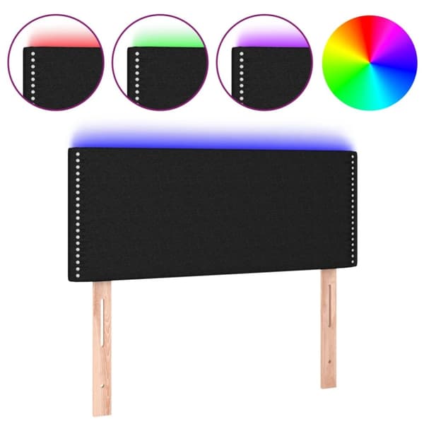 sengegavl med LED-lys 100x5x78/88 cm stof sort