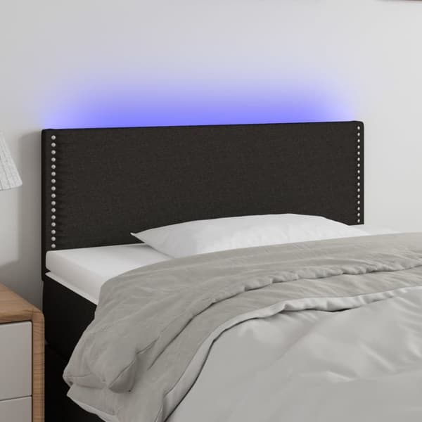 sengegavl med LED-lys 100x5x78/88 cm stof sort