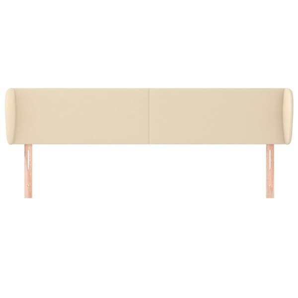 sengegavl med kanter 183x23x78/88 cm stof cremefarvet