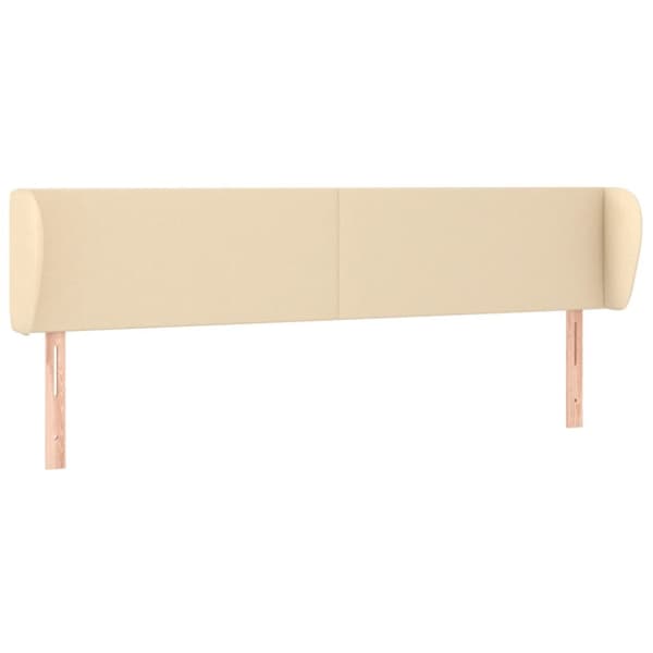 sengegavl med kanter 183x23x78/88 cm stof cremefarvet