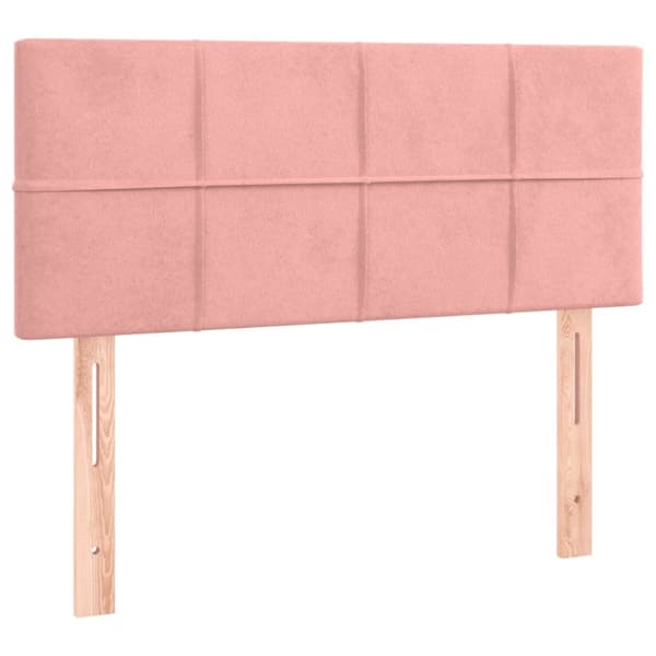 sengegavl med LED-lys 100x5x78/88 cm fløjl lyserød