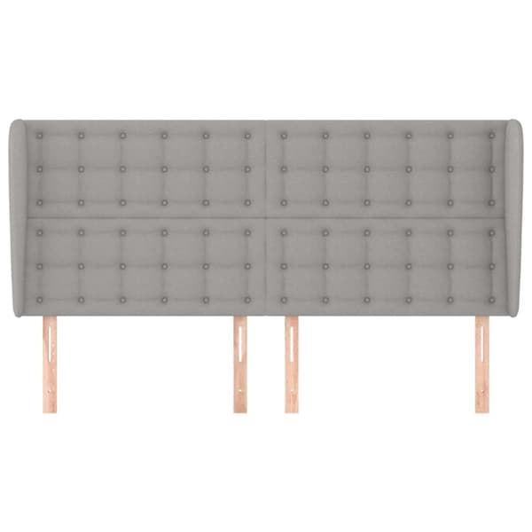 sengegavl med kanter 183x23x118/128 cm stof lysegrå