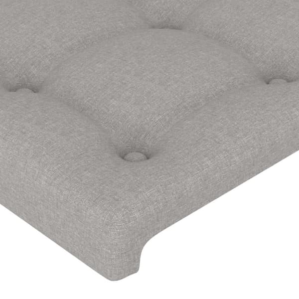 sengegavl med kanter 183x23x118/128 cm stof lysegrå