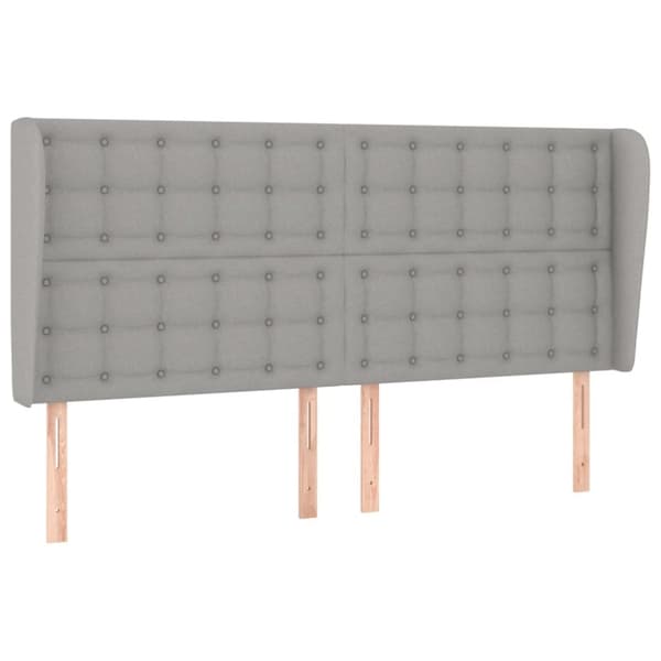 sengegavl med kanter 183x23x118/128 cm stof lysegrå
