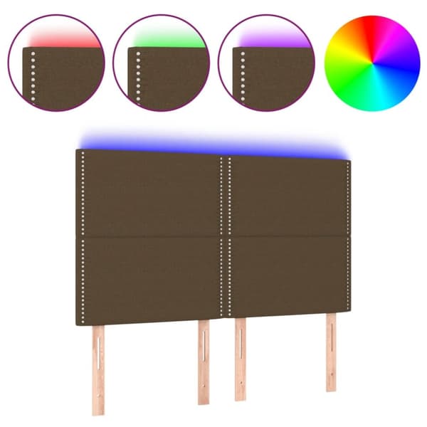 Sängyn pääty, jossa LED tummanruskea 144x5x118/128 cm kangas