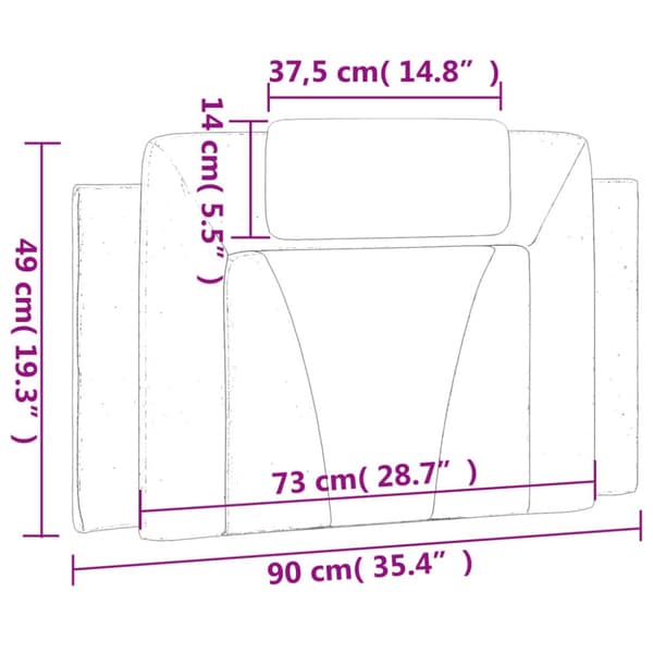 Sängyntyyny, musta, 90 cm, keinonahkaa