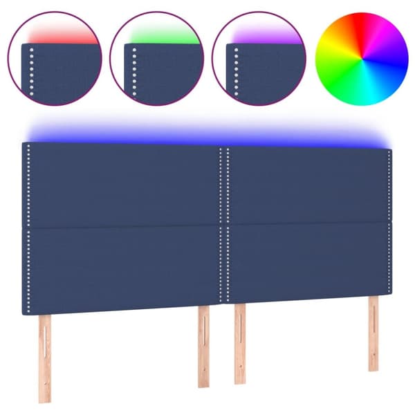 Sängyn pääty LED-valolla, sininen, 160x5x118/128 cm, kangas
