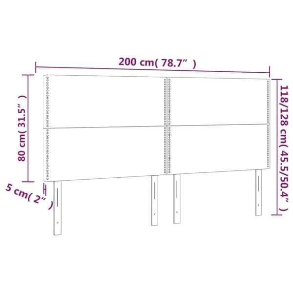 sengegavl med LED-lys 200x5x118/128 cm stof Cremefarvet